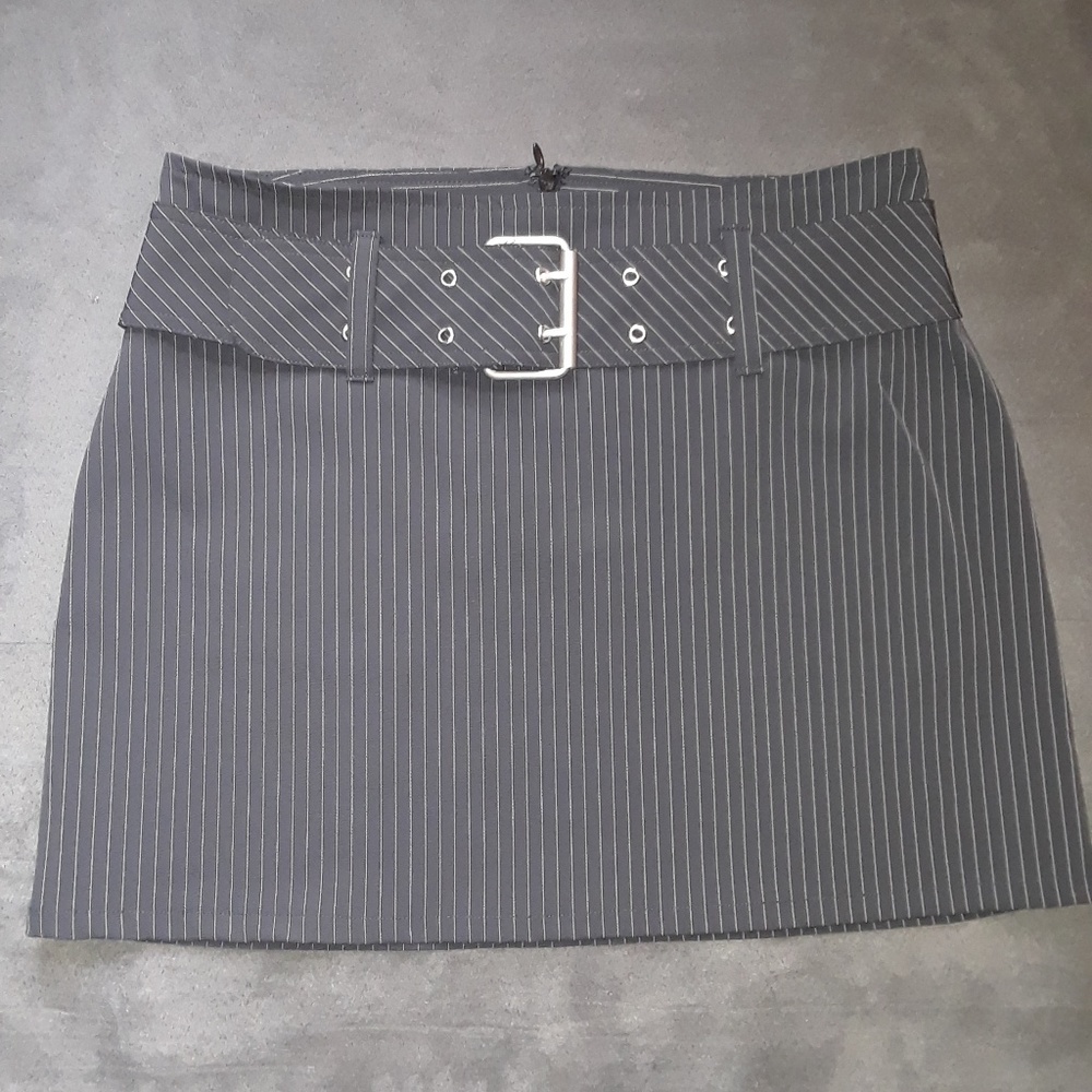 Black pin strip skirt